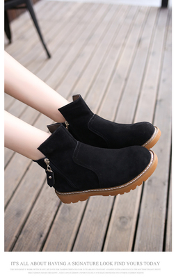 2017秋季复古风潮 东材马丁靴，韩版百搭的粗跟宣言